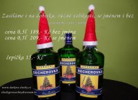 Výroba a balení originálních vánočních dárků, vánoční Becherovka a jiné dárkové etikety na  alkohol  Ostrava Střední 4