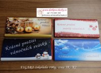 Vánoční a Mikulášské čokolády a čokoládky vyrobené přebalem čokolád, i  s vlastním textem,Ostrava